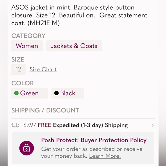 ASOS Jacket, Size 12 - Picture 11 of 11